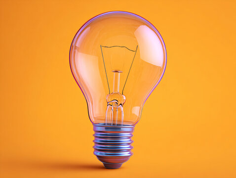 Classic Light Bulb on Vibrant Orange Background, Idea and Innovation Concept