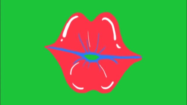 abstract red shape with blue lines on green background colorful animation loop modern graphic
