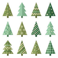 Obraz premium Stylized Green Christmas Trees Collection