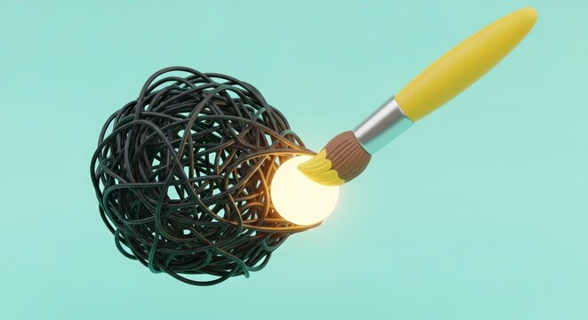 Yellow screwdriver untangling wire mess.