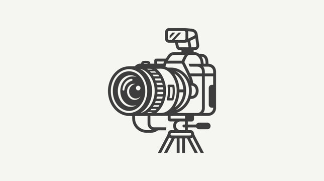 Minimalist Camera Icon on Tripod