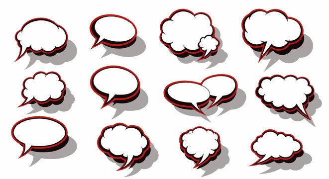 Collection of Comic Book Speech Bubbles Isolated on White Background