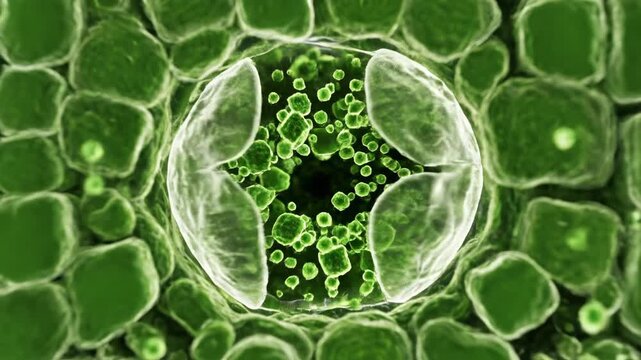 Detailed macro view of green leaf veins and cellular structure, showing intricate patterns and natural beauty, perfect for biology or nature concepts