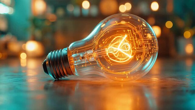Light bulb with glowing filament representing Generative AI and Creative Energy