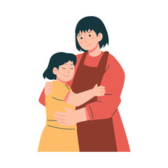 Obraz premium Happy Mothers Day Mom and Kid Flat Illustration