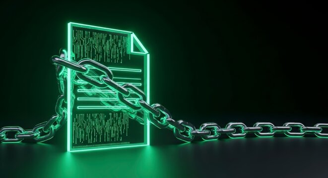 Neon document chained and locked down.