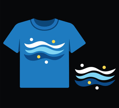 Light blue t-shirt with white smiley face and yellow dot patterns, isolated on black background