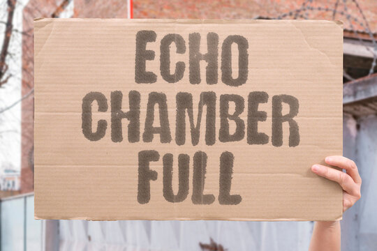 "Echo Chamber Full" Social media algorithms consistently expose users only to content that confirms and reinforces their existing beliefs. DIGITAL. ALGORITHM. ONLINE. BIAS. SOCIAL.