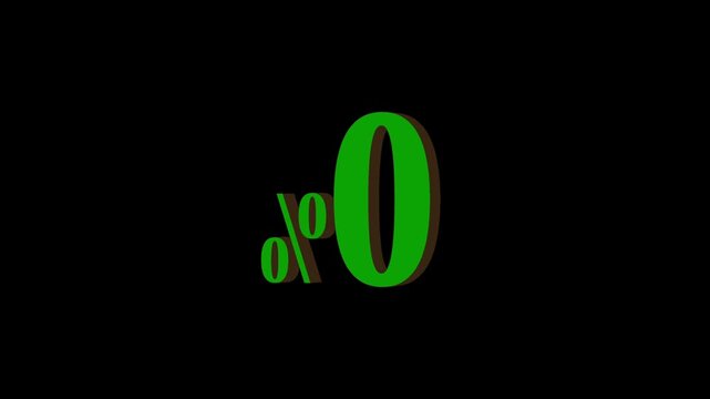 Animated 0% 3d text animation on black background. Super sale offer, 0% Percent, discount, animation. abstract letter 0% OFF, suitable for business promotion concept motion graphic.. 4K,,.....