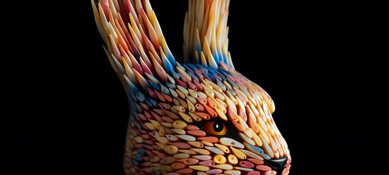 lady Bunny shaped matchstick carving,generative AI