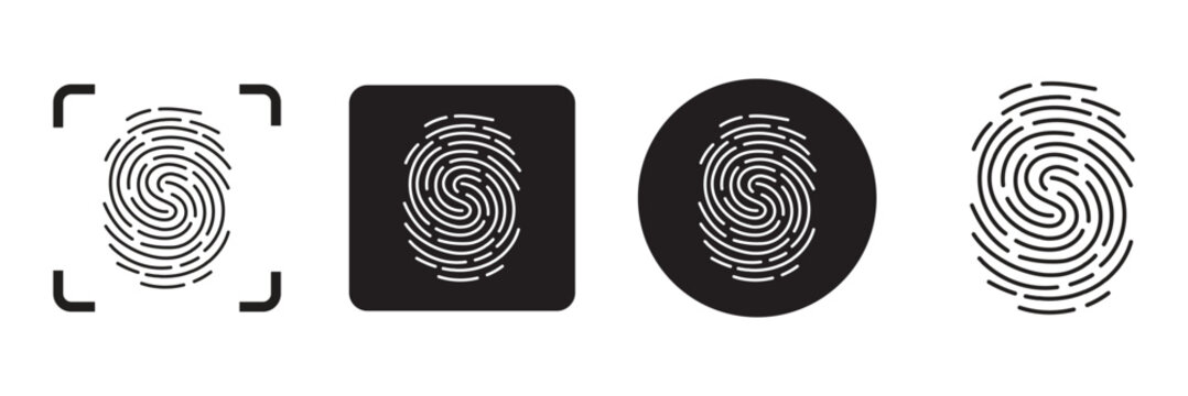 Fingerprint icon Graphic vector set. Fingerprint icon flat illustration set logo. Biometric authentication for security and access control
