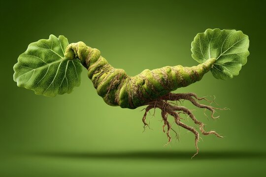 A unique plant with twisted roots and leaves.