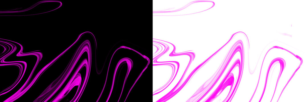 Abstract neon pink fluid wave distortion on black background, modern digital glitch lines with smooth flowing gradient texture