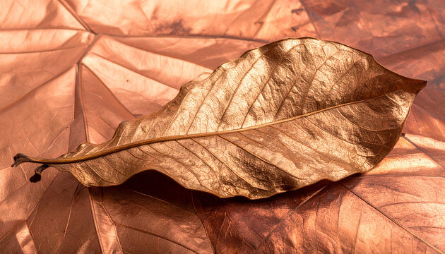 Copper Leaf Autumn- Dried brown leaves mixed with actual copper foil textures