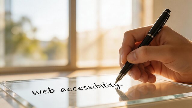 Hand writing web accessibility on glass