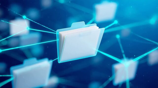 Digital file folders connected in network for Digital Transformation and Cyber Infrastructure