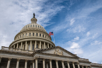 Obraz premium Capitol architecture in Washington DC federal landmark. Capitol dome monument United States. Capitol symbol American government. Capitol iconic building USA.