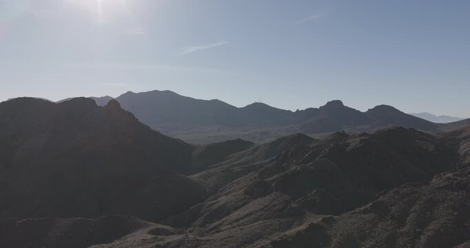 High aerial view of Henderson Nevada desert rugged desert mountains