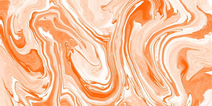 Bright orange and white fluid marble pattern with energetic liquid swirls. This warm abstract vector background is ideal for summer marketing campaigns and vibrant website hero sections.