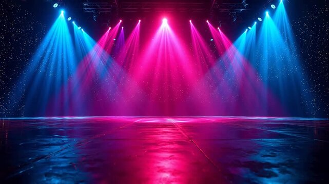 Empty stage with colorful lights representing Generative AI and Creative Energy