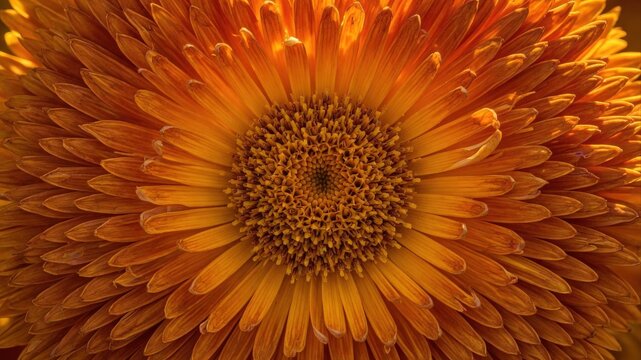 Orange marigold flower macro with glowing petals