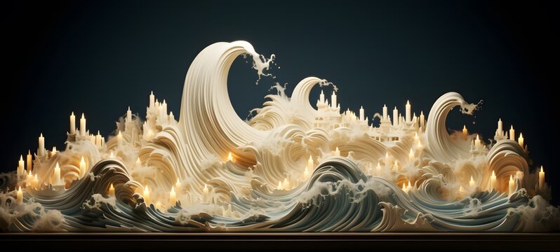 Ocean shaped matchstick carving,generative AI