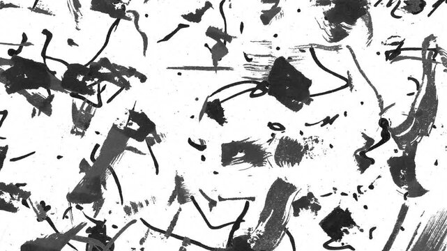 Grunge abstract ink scribble texture motion background. Black and white stains overlap animation.
