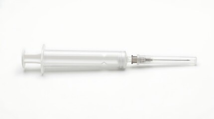Fototapeta premium Transparent medical syringe for healthcare applications, sterile injection instrument, clear plastic device, essential health tool needle therapy.