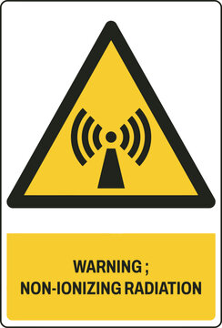 Non-Ionizing Radiation Warning Hazard Sign with Radio Wave Symbol and Text Label