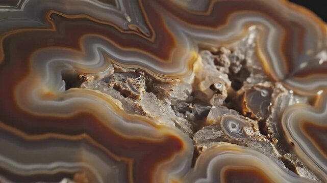 Detailed Agate Slice Revealing Layers and Hidden Crystal Structure