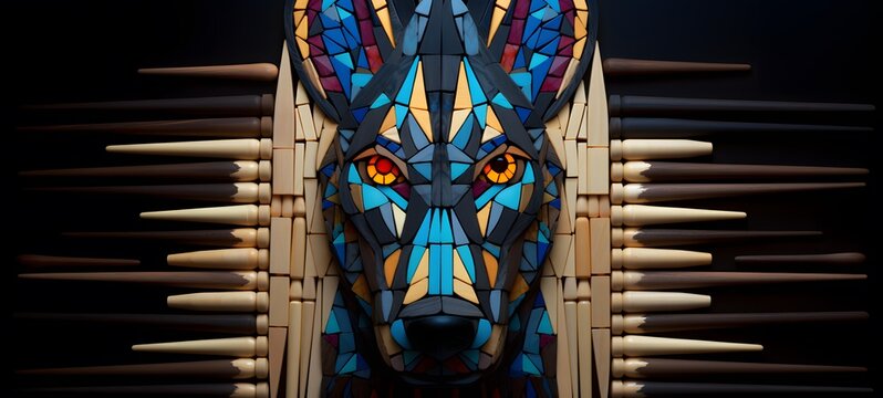 anubis shaped matchstick carving,generative AI