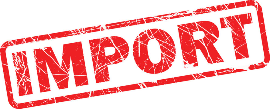 A red import stamp on a white background