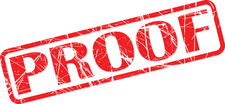 A red stamp with the word proof on it