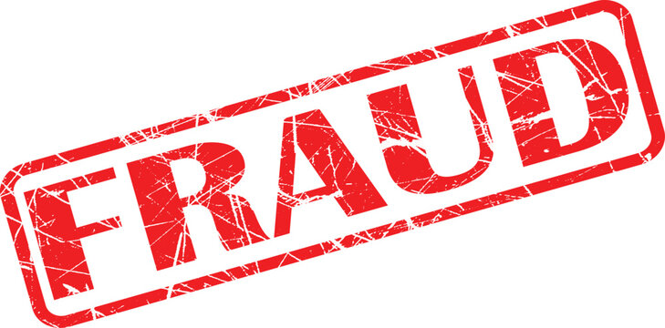 A red stamp with the word fraud on it