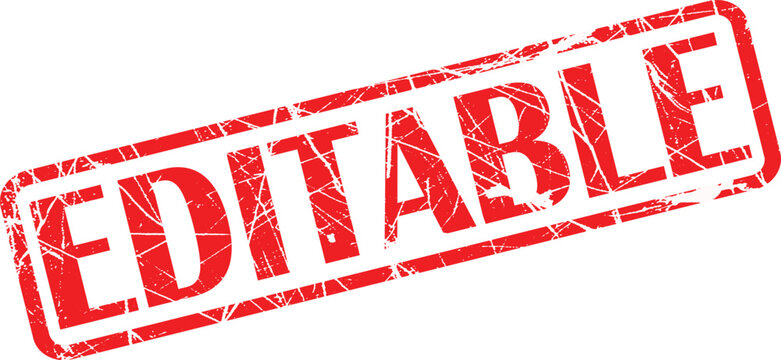 Editable stamp with a red color and white background