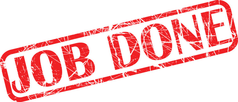A red stamp with the words job done