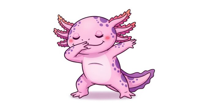 Cute pink axolotl dab cartoon adorable amphibian art for axolotl lovers and pet enthusiasts
