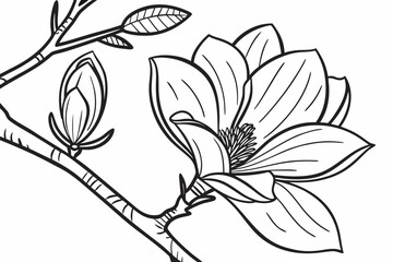 Obraz premium coloring page line art the magnolia flower black vector