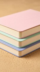 Fototapeta premium Stack of Pastel Notebooks on Textured Background