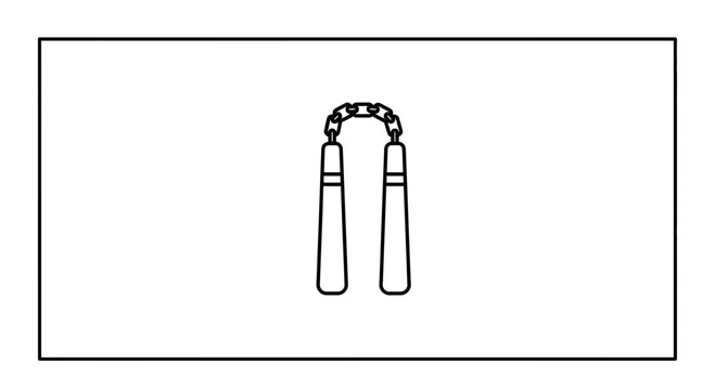 Nunchaku Weapon Icon Outline, Martial Arts Equipment, Karate Combat Gear, Kung Fu Training Tool