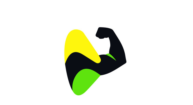 Abstract Strong Arm Flexing Logo Icon - Fitness and Strength Concept