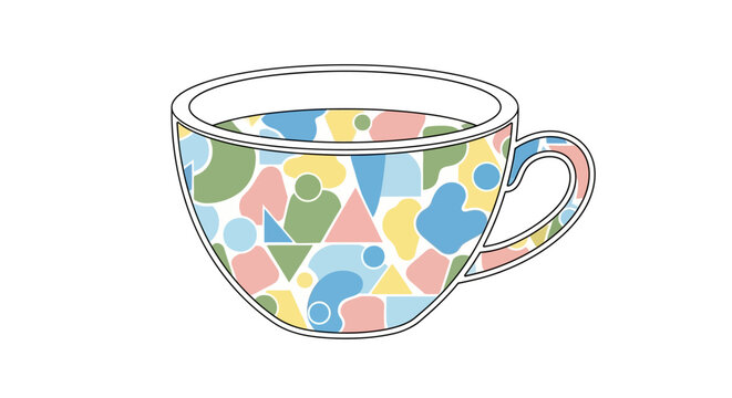 Colorful Patterned Tea Cup Illustration.