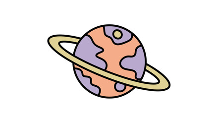 Saturn Planet with Yellow Ring System. © RGN