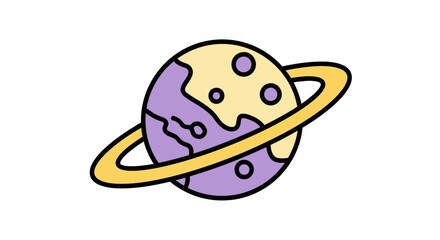 Cartoon Purple Planet with Ring. © RGN