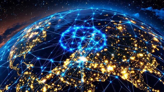 Global network connections on Earth for Digital Transformation and Cyber Infrastructure