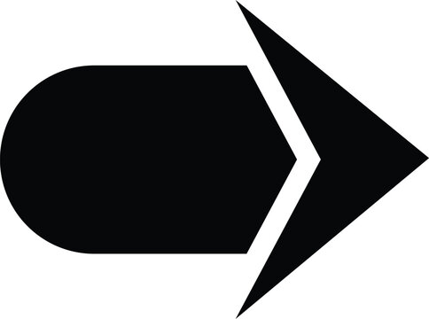 Large black arrow head pointing to right side  simple geometric shape for design and navigation purposes