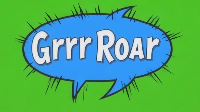 Cartoon Grrr Roar Speech Bubble Animation