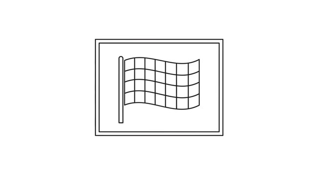 Finish Line Flag Icon, Racing Checkered Flag, Motorsport Competition Symbol, Simple Outline Graphic