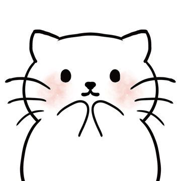 high quality brush cute kawaii soft watercolor vector painting drawing color Syrian pet hamster cat fox ferret kitty kitten face simple design heart shy plush white ears lineart albino blush