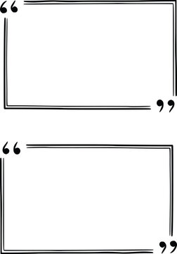 Two double-lined hand-drawn rectangular quote frames with quotation marks isolated on transparent background
